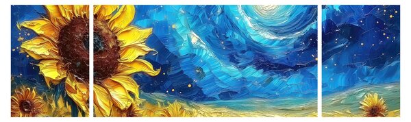 Obraz - Malowanie słoneczników (170x50 cm)