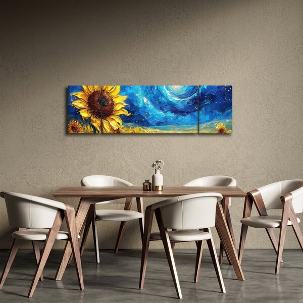 Obraz - Malowanie słoneczników (170x50 cm)
