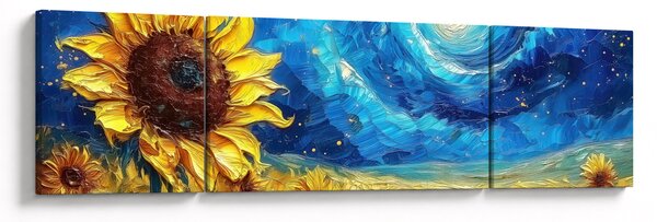 Obraz - Malowanie słoneczników (170x50 cm)