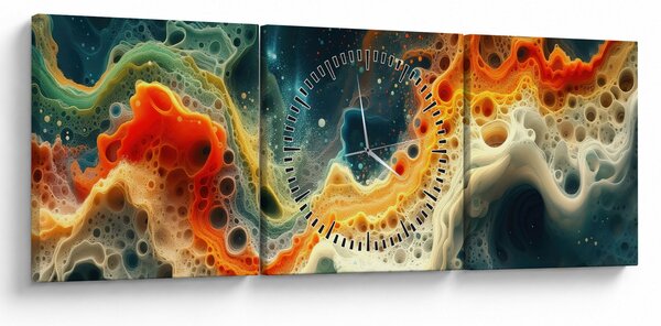 Obraz - Nowoczesna abstrakcja (z zegarem) (90x30 cm)