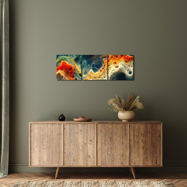 Obraz - Nowoczesna abstrakcja (z zegarem) (90x30 cm)