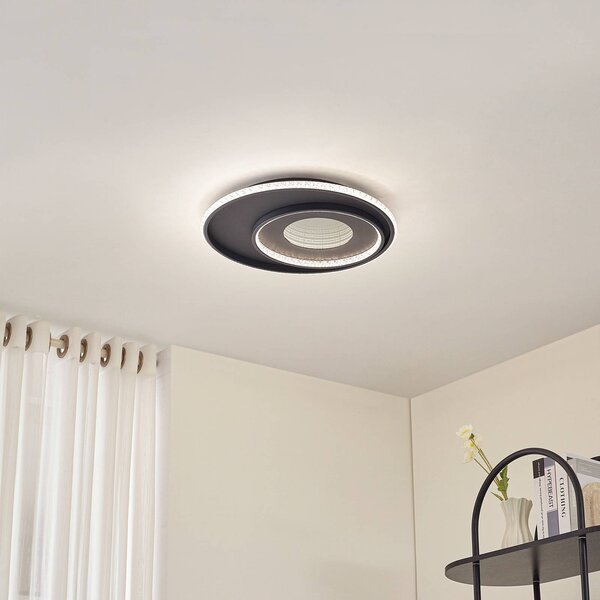 Lampa sufitowa LED Inessa Lindby, możliwość ściemniania, czarny, salon / jadalnia, metal, nowoczesny