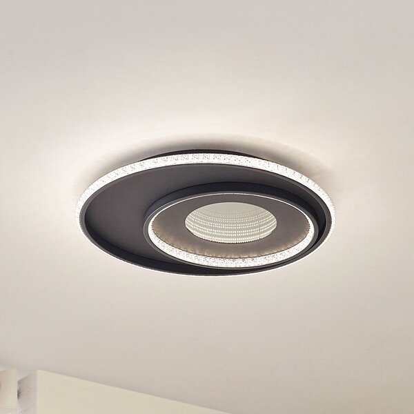 Lampa sufitowa LED Inessa Lindby, możliwość ściemniania, czarny, salon / jadalnia, metal, nowoczesny