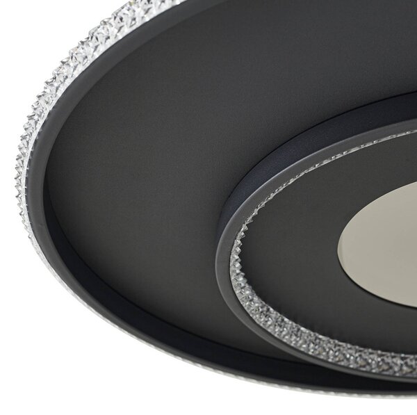 Lampa sufitowa LED Inessa Lindby, możliwość ściemniania, czarny, salon / jadalnia, metal, nowoczesny