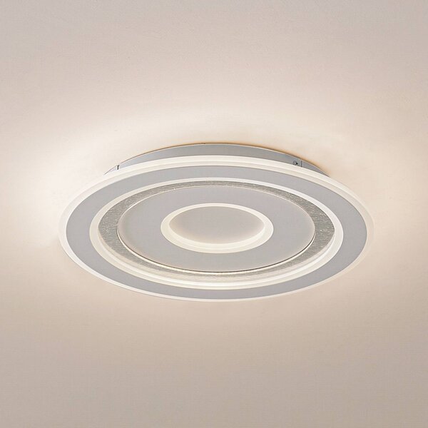 Lampa sufitowa LED Lorvik Lindby, możliwość ściemniania, biały / opal, salon / jadalnia, metal, nowoczesny