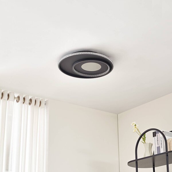 Lampa sufitowa LED Inessa Lindby, możliwość ściemniania, czarny, salon / jadalnia, metal, nowoczesny