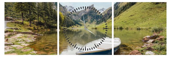 Obraz - Seealpsee, jezioro w Szwajcarii (z zegarem) (90x30 cm)