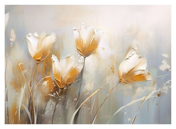 Obraz na szkle - Malowanie tulipanów (70x50 cm)