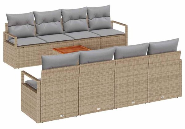 Zestaw Mebli Ogrodowych Komplet Wypoczynkowy 9-Częściowy Rattan Na Taras Balkon Ogród