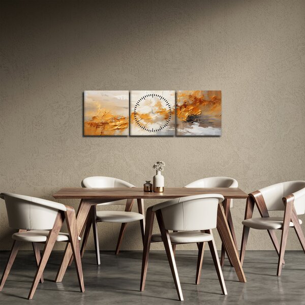 Obraz - Złota tekstura (z zegarem) (90x30 cm)