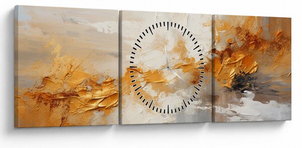 Obraz - Złota tekstura (z zegarem) (90x30 cm)