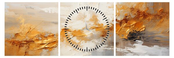 Obraz - Złota tekstura (z zegarem) (90x30 cm)