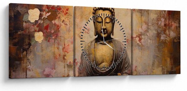 Obraz - Budda, malarstwo (z zegarem) (90x30 cm)