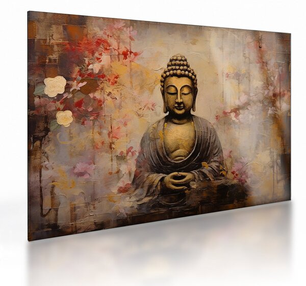 Obraz na szkle - Budda, malarstwo (70x50 cm)