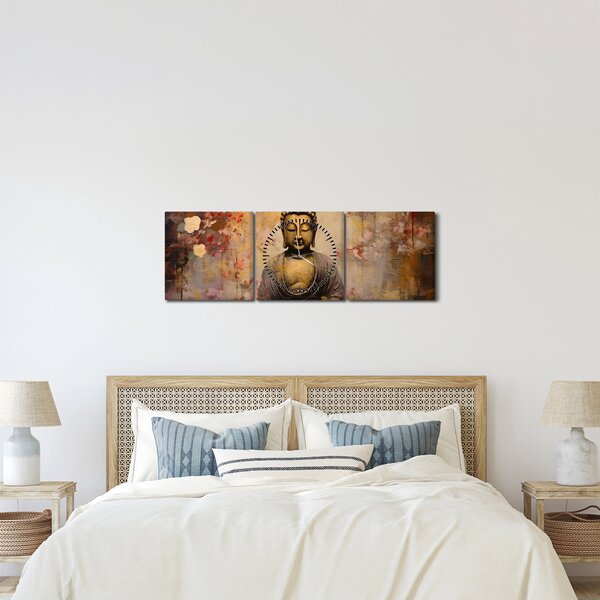 Obraz - Budda, malarstwo (z zegarem) (90x30 cm)