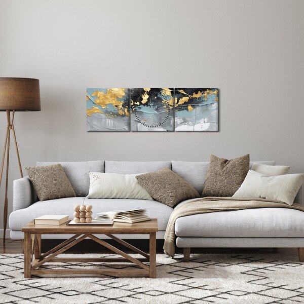 Obraz - Abstrakcja (z zegarem) (90x30 cm)