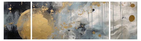 Obraz - Abstrakcja ze złotą kulą (170x50 cm)