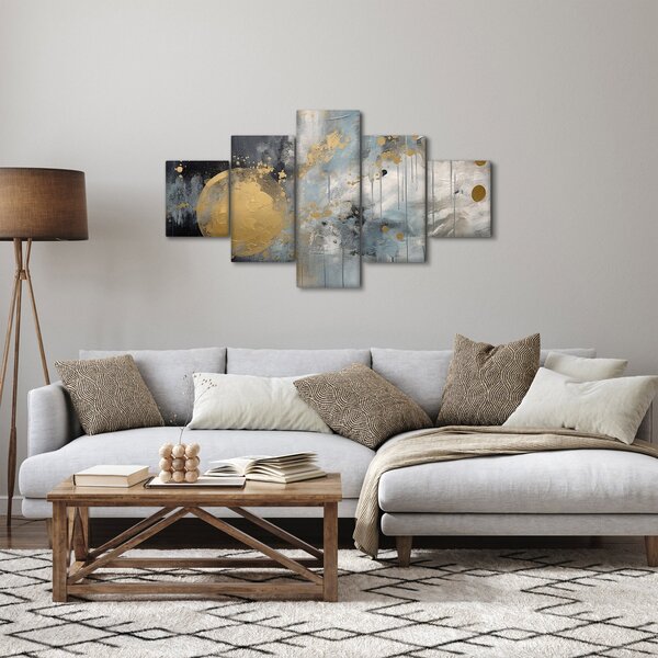 Obraz - Abstrakcja ze złotą kulą (125x70 cm)