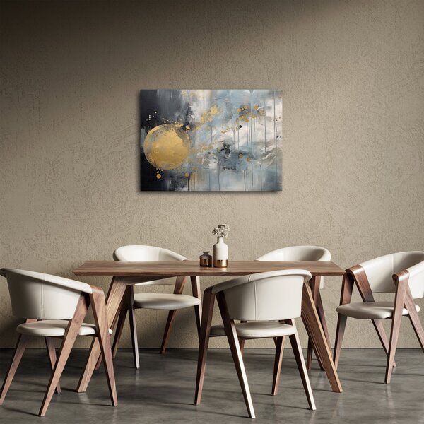 Obraz - Abstrakcja ze złotą kulą (70x50 cm)