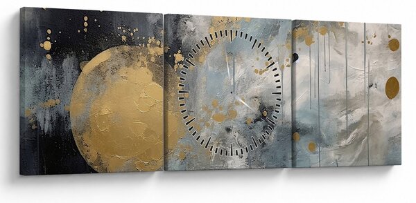 Obraz - Abstrakcja ze złotą kulą (z zegarem) (90x30 cm)