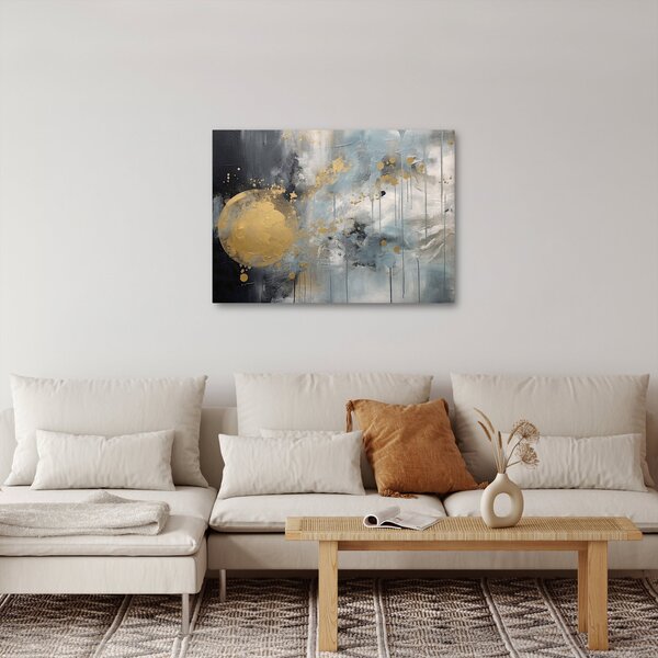 Obraz - Abstrakcja ze złotą kulą (70x50 cm)