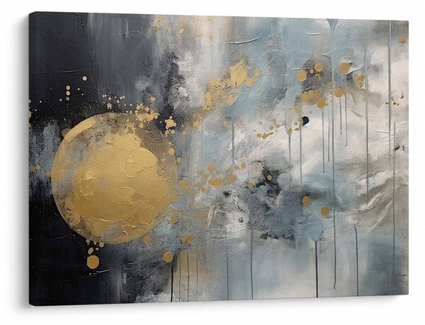 Obraz - Abstrakcja ze złotą kulą (70x50 cm)