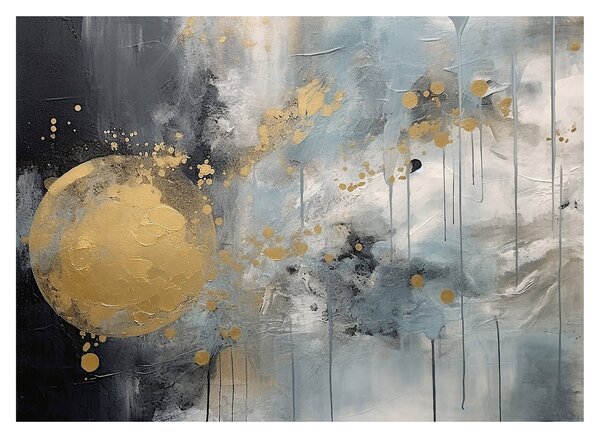Obraz - Abstrakcja ze złotą kulą (70x50 cm)