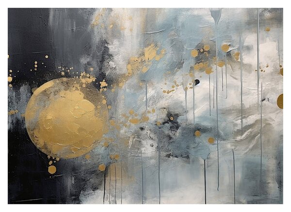 Obraz na szkle - Abstrakcja ze złotą kulą (70x50 cm)