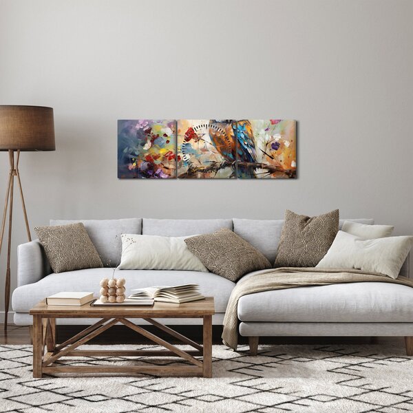 Obraz - Malowana sowa (z zegarem) (90x30 cm)