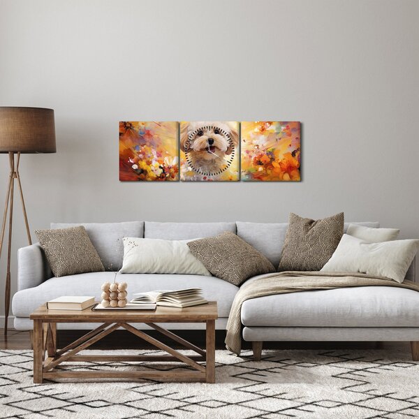 Obraz - Szczęśliwy pies (z zegarem) (90x30 cm)