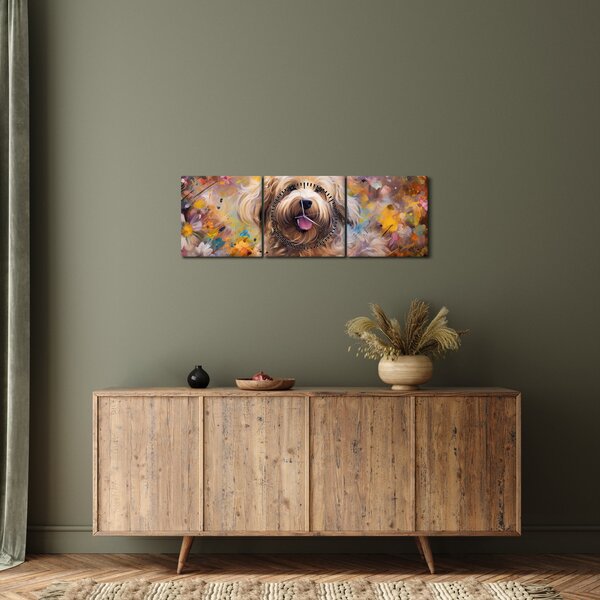 Obraz - Happy Dog II. (z zegarem) (90x30 cm)