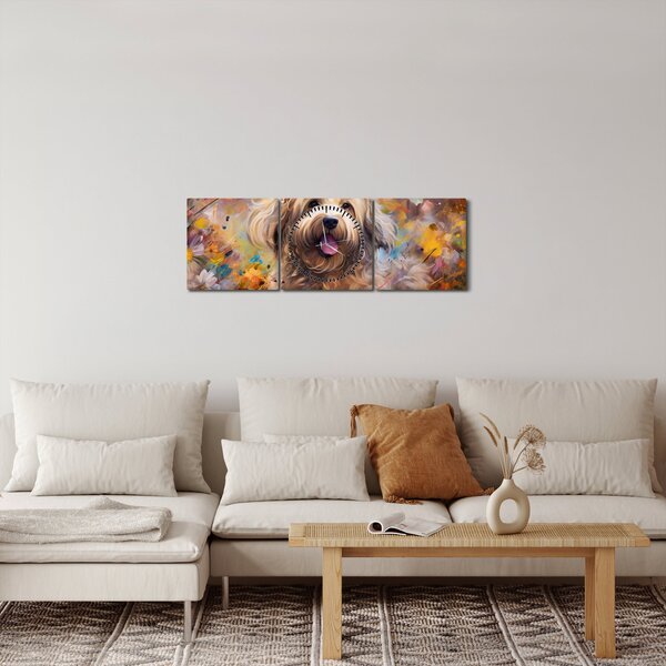 Obraz - Happy Dog II. (z zegarem) (90x30 cm)