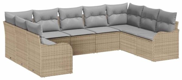 Zestaw Mebli Ogrodowych Komplet Wypoczynkowy Z Poduszkami 9-Częściowy Beżowy Rattan Na Taras Balkon Ogród