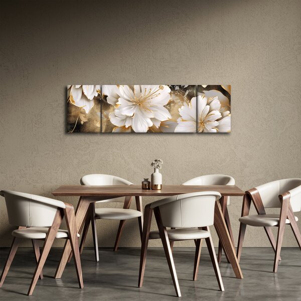 Obraz - Kwiaty w kolorze złotym (170x50 cm)
