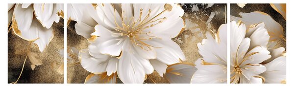 Obraz - Kwiaty w kolorze złotym (170x50 cm)