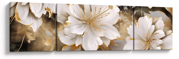 Obraz - Kwiaty w kolorze złotym (170x50 cm)
