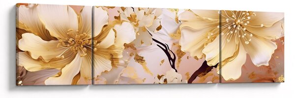 Obraz - Złote kwiaty (170x50 cm)