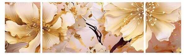 Obraz - Złote kwiaty (170x50 cm)