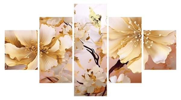 Obraz - Złote kwiaty (125x70 cm)