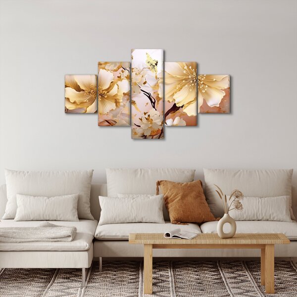 Obraz - Złote kwiaty (125x70 cm)