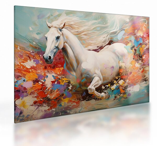 Obraz na szkle - Malowanie konia (70x50 cm)