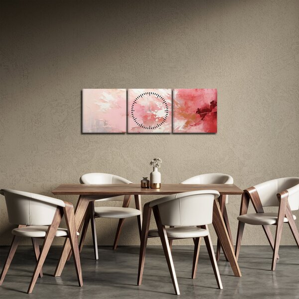 Obraz - Różowa abstrakcja (z zegarem) (90x30 cm)