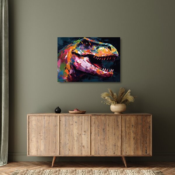 Obraz na szkle - Dinozaur, malarstwo (70x50 cm)
