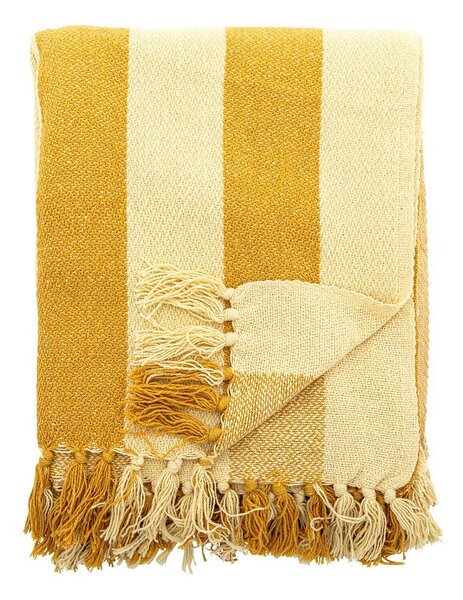 Żółty koc z bawełny z recyklingu 130x160 cm Frello – Bloomingville
