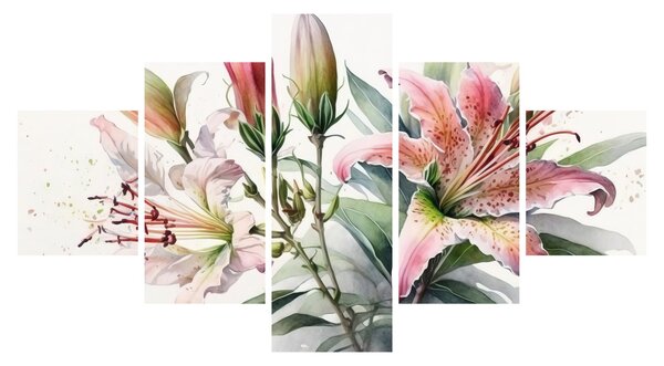 Obraz - Lilie, ilustracje (125x70 cm)