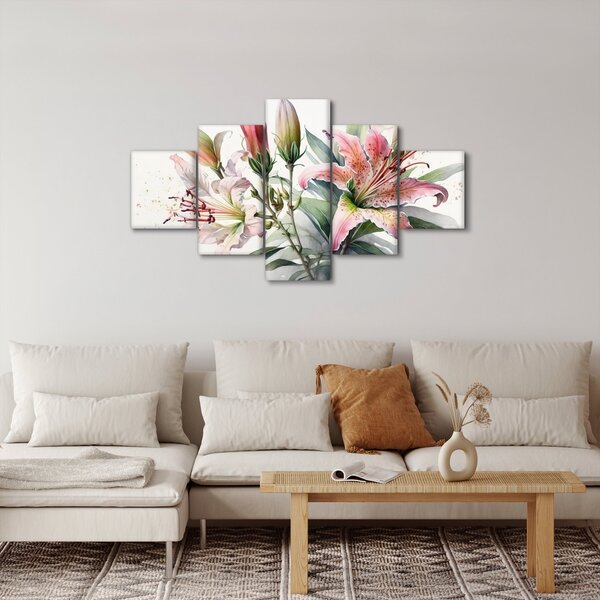 Obraz - Lilie, ilustracje (125x70 cm)