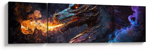 Obraz - Smok plujący płomieniami (170x50 cm)