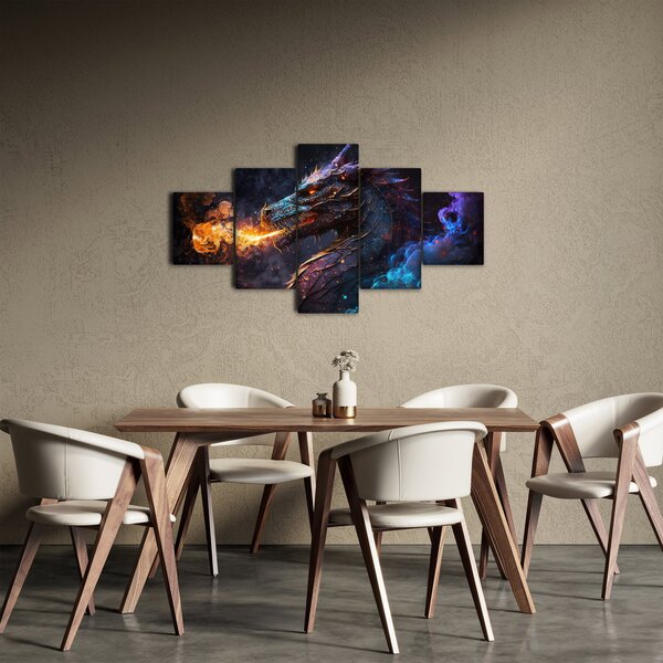 Obraz - Smok plujący płomieniami (125x70 cm)