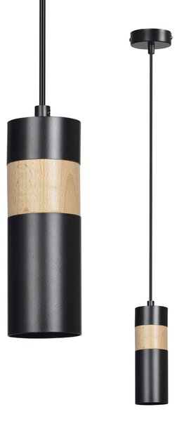 AKARI 1 BLACK 732/1 spot wiszący styl skandynawski regulowana wysokość elementy drewna