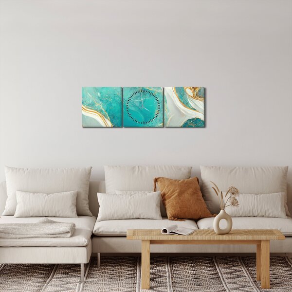 Obraz - Projekt marmuru II. (z zegarem) (90x30 cm)